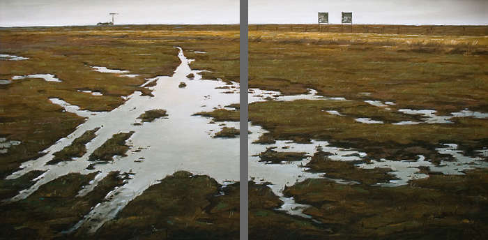 234-Lost-Landscape-VII-Deichvorland-Spiegelung-2013-Oel-Lw-2x60x60cm