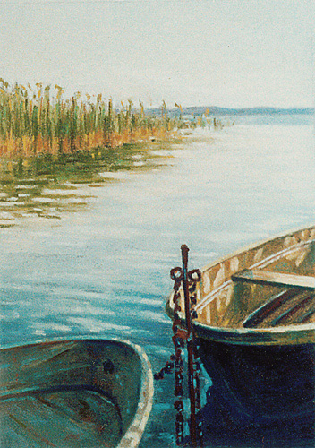 045-Zwei-Boote-2002-Pastell-Kt-Holz-21x15cm