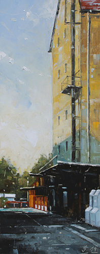 071-Etueden-Hafer-Kakao-Fabrik-VIII-Ks-2019-Oel-Kt-33x13cm