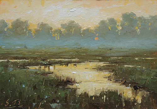 091-Etueden-Breites-Wasser-Worpswede-I-2019-Oel-Kt-14x20cm