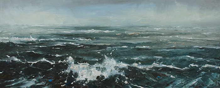 119-Etueden-Seegang-bei-Regen-2019-Oel-Lw-Holz-18x45cm