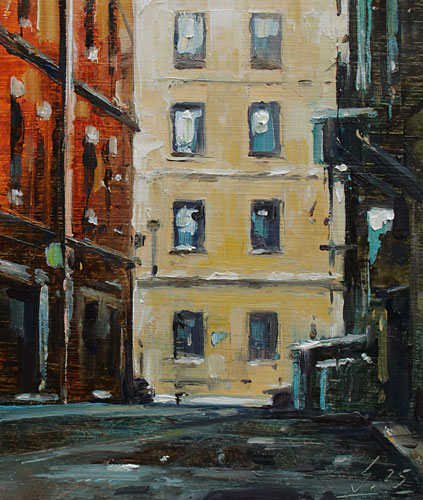 352-Stadtszenen-Wand-050-2025-Oel-Kt-13x11cm