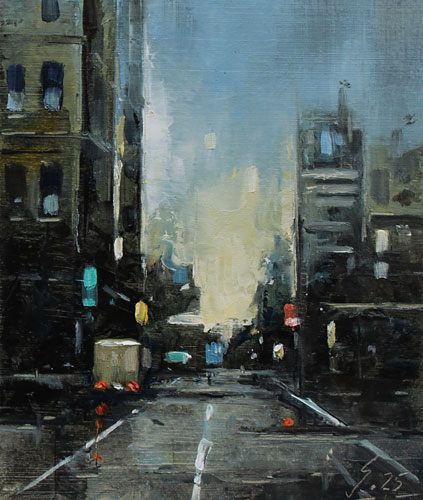 371-Stadtszenen-Wand-069-2025-Oel-Kt-13x11cm