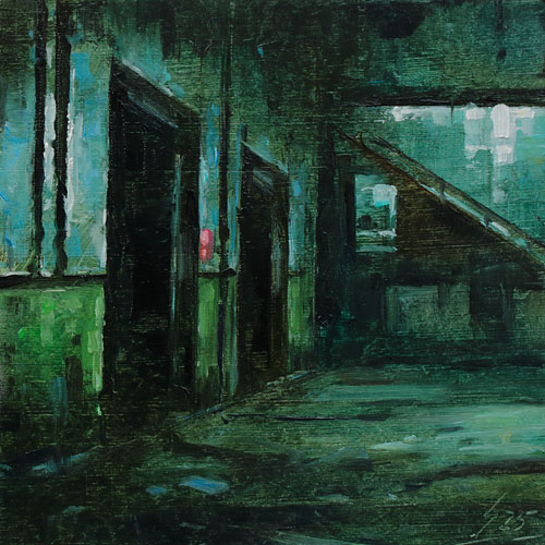 377-Stadtszenen-Wand-075-2025-Oel-Kt-13x13cm