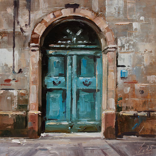 381-Stadtszenen-Wand-079-2025-Oel-Kt-13x13cm