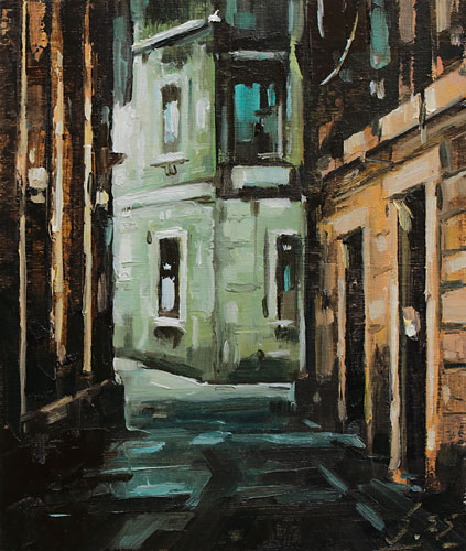 382-Stadtszenen-Wand-080-2025-Oel-Kt-13x11cm