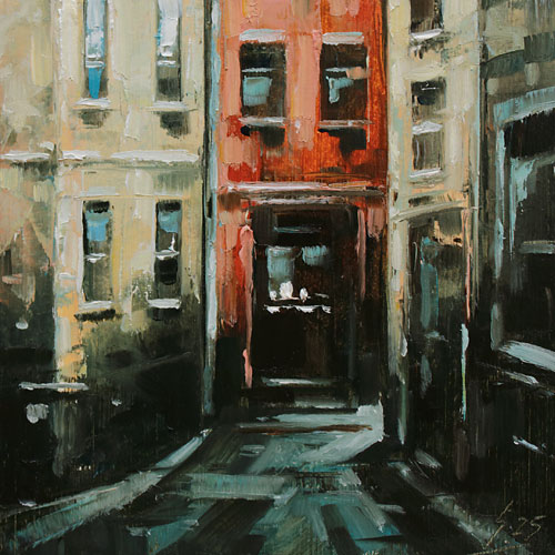 383-Stadtszenen-Wand-081-2025-Oel-Kt-13x13cm