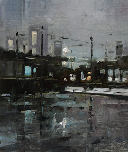 384-Stadtszenen-Wand-082-2025-Oel-Kt-13x11cm