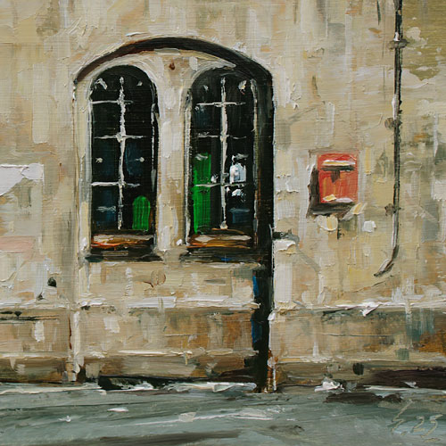 386-Stadtszenen-Wand-084-2025-Oel-Kt-13x13cm