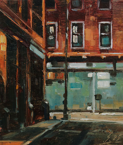 387-Stadtszenen-Wand-085-2025-Oel-Kt-13x11cm