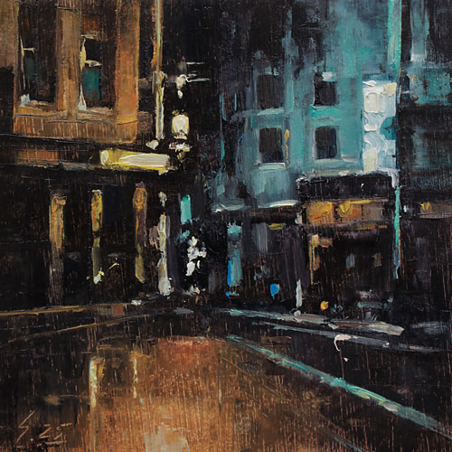 389-Stadtszenen-Wand-087-2025-Oel-Kt-13x13cm