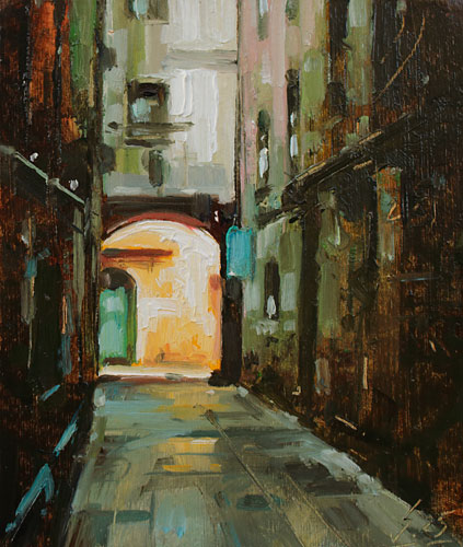 393-Stadtszenen-Wand-091-2025-Oel-Kt-13x11cm