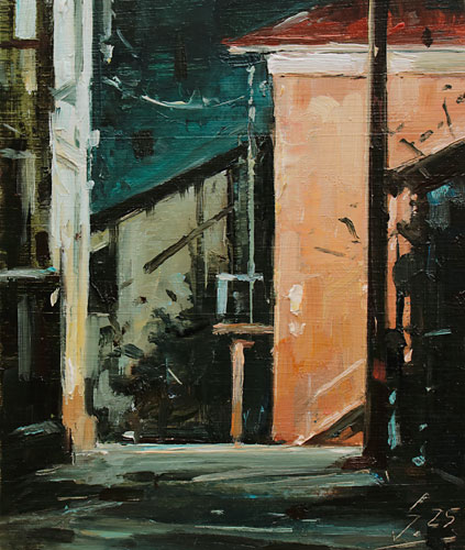 397-Stadtszenen-Wand-095-2025-Oel-Kt-13x11cm