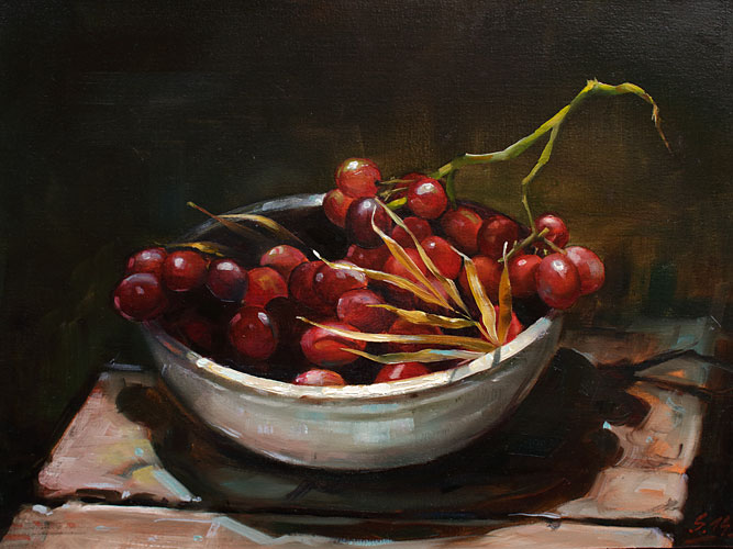 087-Schale-mit-Trauben-2014-Oel-Lw-Holz-28.5x38cm