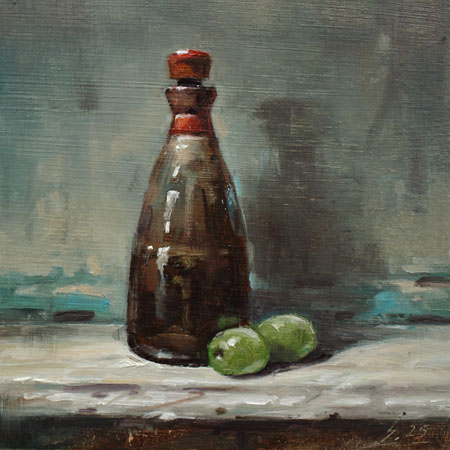 091-Zwei-Oliven-2025-Oel-Kt-14x14cm