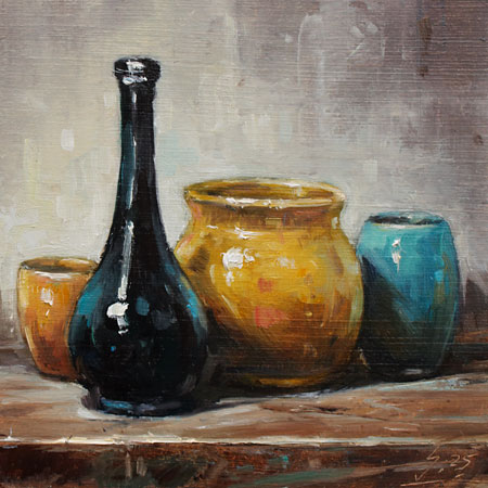 094-Vier-Vasen-2025-Oel-Kt-14x14cm