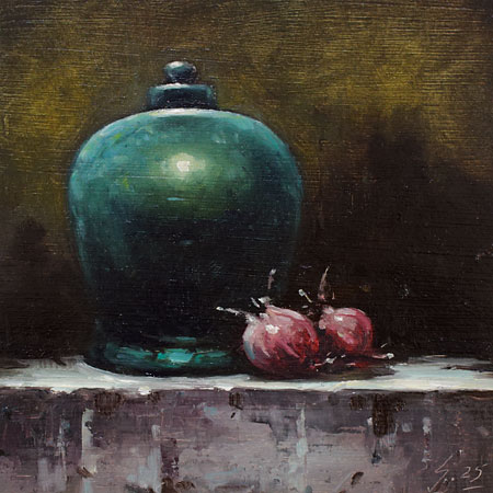 095-Tontopf-mit-Zwiebeln-2025-Oel-Kt-14x14cm