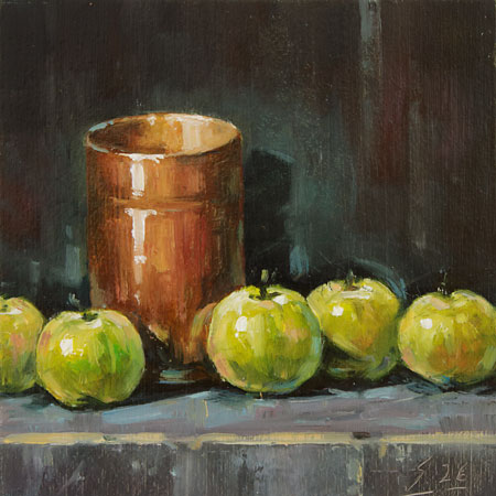 106-Gr�ne-�pfel-2026-Oel-Kt-14x14cm