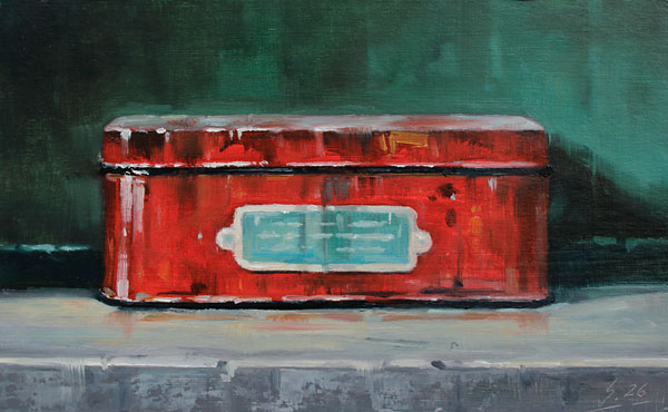 107-Kleine-rote-Kiste-2026-Oel-Kt-14x22cm