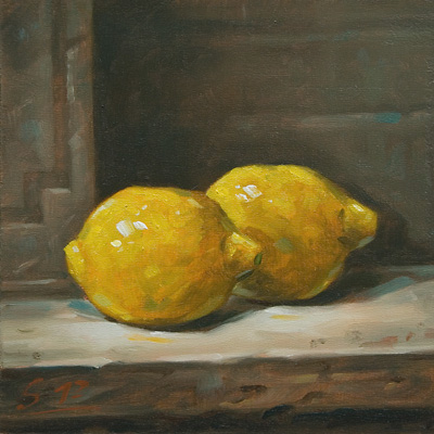 072-Zwei-Zitronen-2012-Oel-Holz-15x15cm