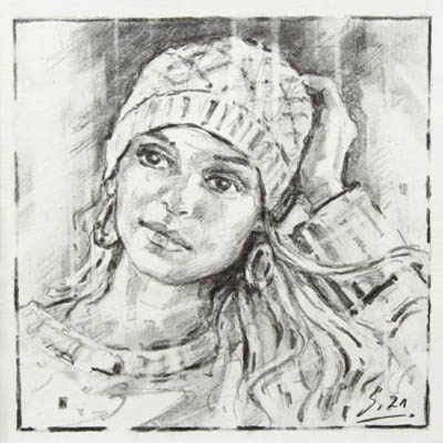 Studie-Figures-Faces-051-2021-Graphit-Kt-15x15cm